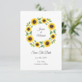 Handgemalt Wasserfarben Sonnenblumenkranz Save The Date (Stehend Vorderseite)