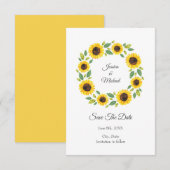 Handgemalt Wasserfarben Sonnenblumenkranz Save The Date (Vorne/Hinten)