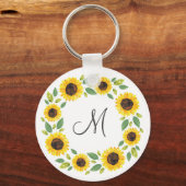 Handgemalt Wasserfarben Sonnenblumenkranz Schlüsselanhänger (Vorderseite)
