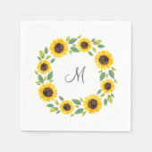 Handgemalt Wasserfarben Sonnenblumenkranz Serviette (Vorderseite)