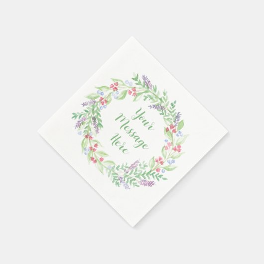 Handgemalt Wasserfarbenblumenreath Serviette (Ecke)