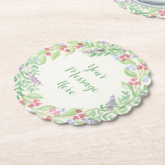 Handgemalt Wasserfarbenblumenreath Untersetzer (angewinkelt)