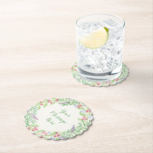 Handgemalt Wasserfarbenblumenreath Untersetzer (Vor Ort)