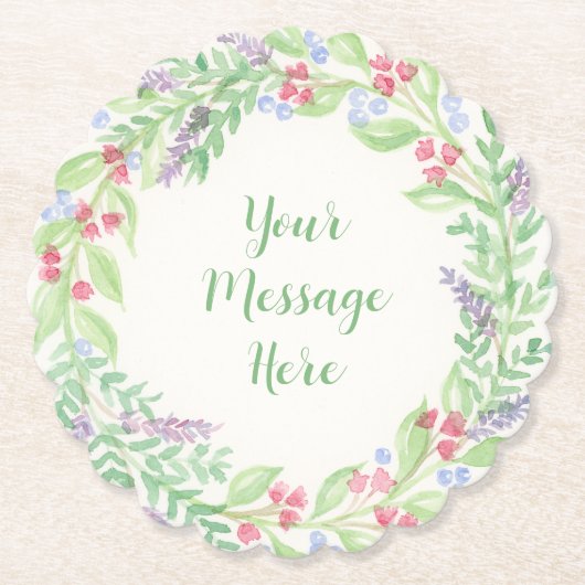 Handgemalt Wasserfarbenblumenreath Untersetzer (Vorderseite)