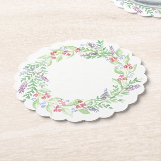 Handgemalt Wasserfarbenblumenreath Untersetzer (angewinkelt)