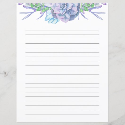 Handgemalt Wasserfarbenes, Sukkulentes Liniertes P (Vorderseite)