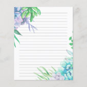 Handgemalt Wasserfarbenes, Sukkulentes Liniertes P (Vorderseite)