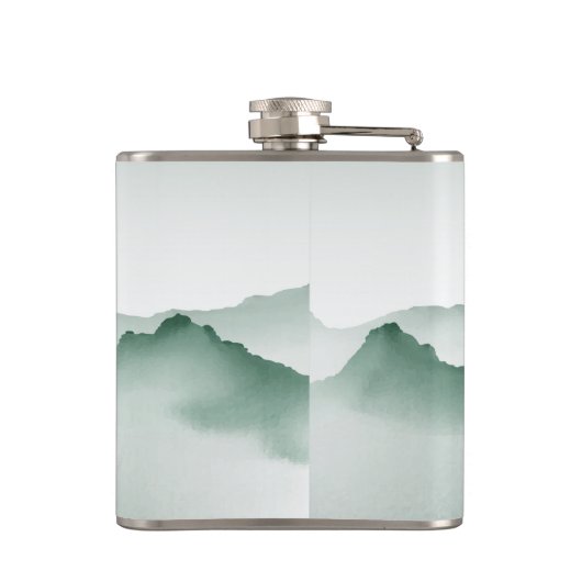 Handgemalt Wasserfarbengebirge Landschaft Flachmann (Rückseite)