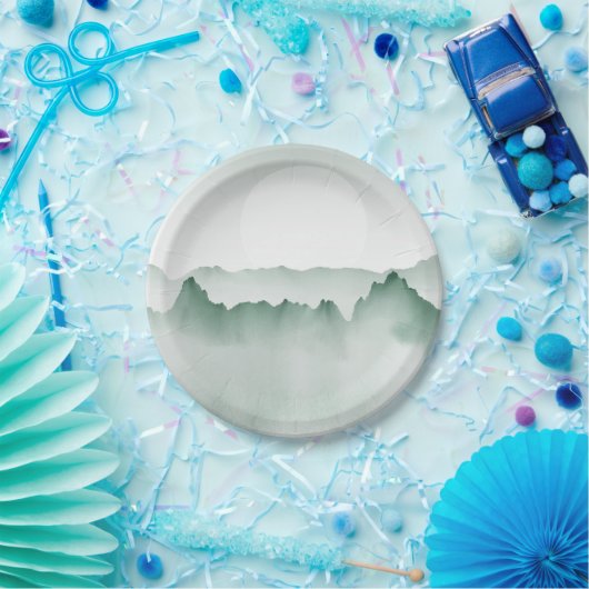 Handgemalt Wasserfarbengebirge Landschaft Pappteller (Party)