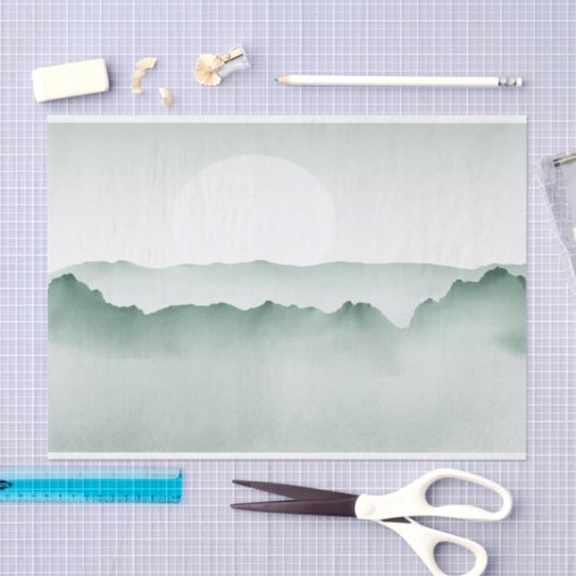 Handgemalt Wasserfarbengebirge Landschaft Seidenpapier (Handwerk)