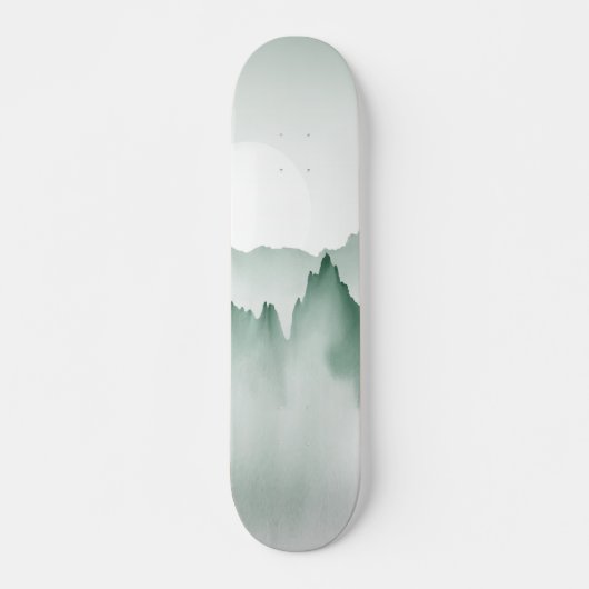 Handgemalt Wasserfarbengebirge Landschaft Skateboard (Vorne)