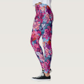 Handgemalt Watercolor Blumenmuster Pink Lila Leggings (Links)