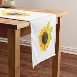 Handgemalt Watercolor Sonnenblumenmuster Kurzer Tischläufer