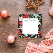 Handgemalt Weihnachten Poinsettia Red White Aqua Mitteilungskarte