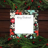 Handgemalt Weihnachten Poinsettia Red White Aqua Mitteilungskarte