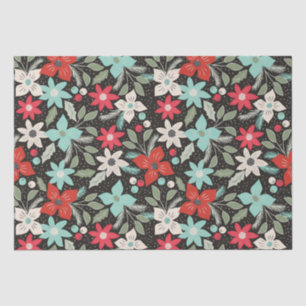 Handgemalt Weihnachten Poinsettia Red White Aqua Seidenpapier