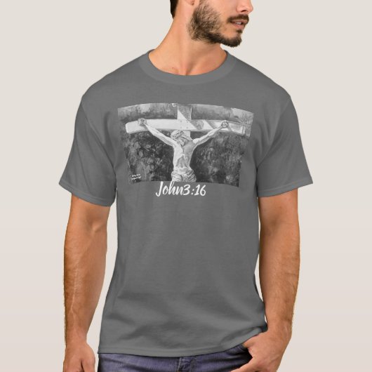 Handgemalt Weißer Jesus & Kreuzblütenverse T-Shirt (Vorderseite)