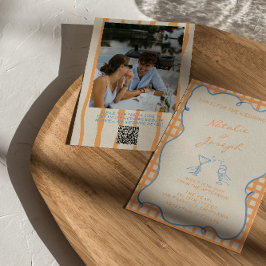 Handgemalt Whimsical Foto QR Code Fun Wedding Einladung
