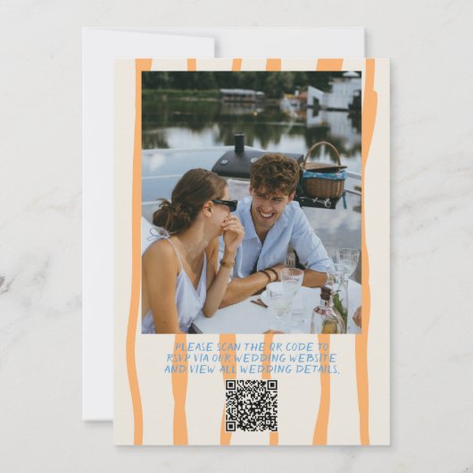 Handgemalt Whimsical Foto QR Code Fun Wedding Einladung (Rückseite)