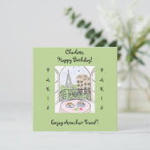 Handgemalt Whimsical Paris Eiffel Tower BIRTHDAY (Stehend Vorderseite)