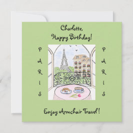 Handgemalt Whimsical Paris Eiffel Tower BIRTHDAY