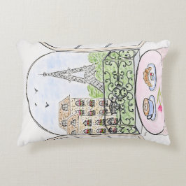 Handgemalt Whimsical Paris Eiffel Tower rechts Dekokissen
