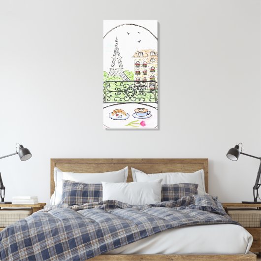 Handgemalt Whimsical Paris Eiffel Tower rechts Leinwanddruck (Insitu (Schlafzimmer))