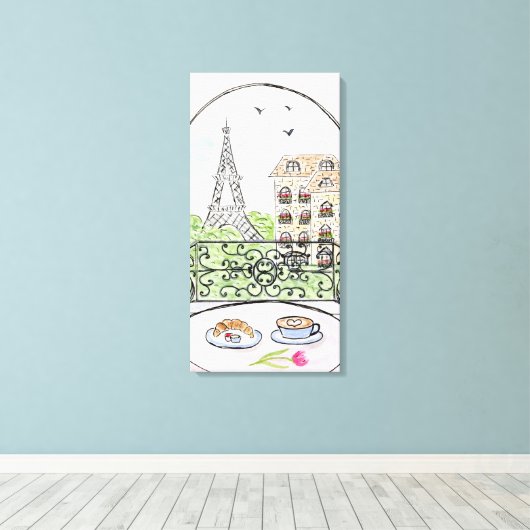 Handgemalt Whimsical Paris Eiffel Tower rechts Leinwanddruck (Insitu (Holzboden))