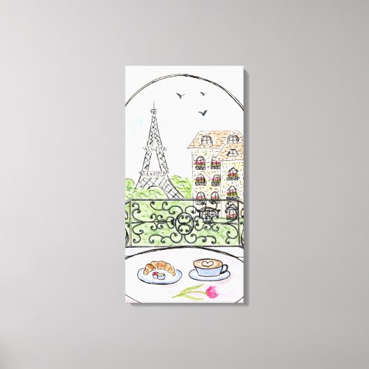 Handgemalt Whimsical Paris Eiffel Tower rechts Leinwanddruck (Vorderseite)