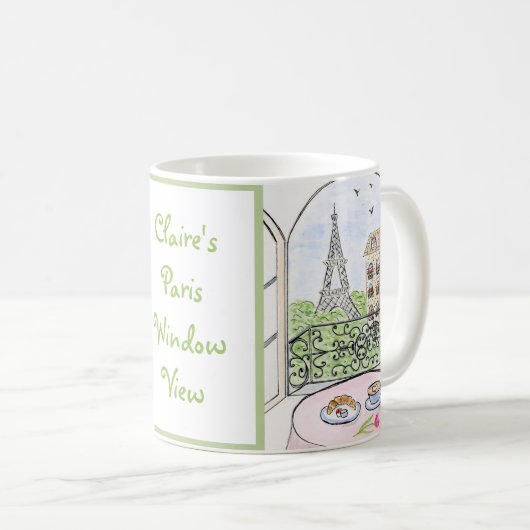Handgemalt Whimsical Paris Zeichnend Kaffeetasse (VorderseiteRechts)