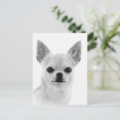Handgemalt White Chihuahua Artwork Postkarte (Stehend Vorderseite)