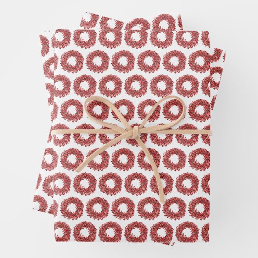 Handgemalt Winterberry Kranz Weihnachten Geschenkpapier Set (Beispiel)
