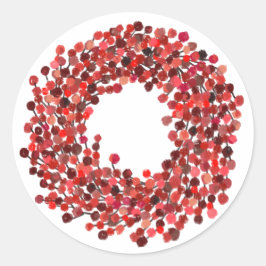 Handgemalt Winterberry Kranz Weihnachten Runder Aufkleber