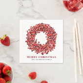 Handgemalt Winterberry Kranz Weihnachten Serviette (Beispiel)