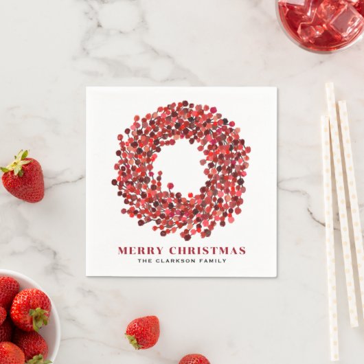 Handgemalt Winterberry Kranz Weihnachten Serviette (Beispiel)