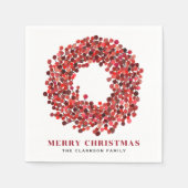 Handgemalt Winterberry Kranz Weihnachten Serviette (Vorderseite)