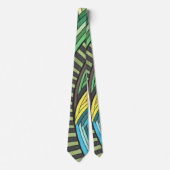 Handgemalte Abstrakte Baum- und Geometrie-Gestaltu Krawatte (Vorderseite)