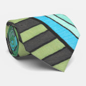 Handgemalte Abstrakte Baum- und Geometrie-Gestaltu Krawatte (Gerollt)