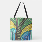 Handgemalte Abstrakte Baum- und Geometrie-Gestaltu Tasche (Vorderseite)