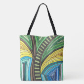 Handgemalte Abstrakte Baum- und Geometrie-Gestaltu Tasche (Rückseite)