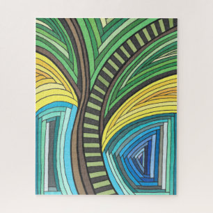 Handgemalte abstrakte Baum- und Geometriegestaltun Puzzle