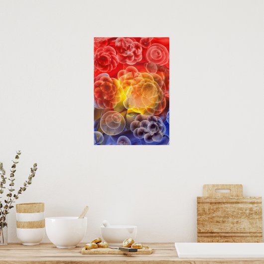 Handgemalte Abstrakte Blumenkunst Poster (Küche)