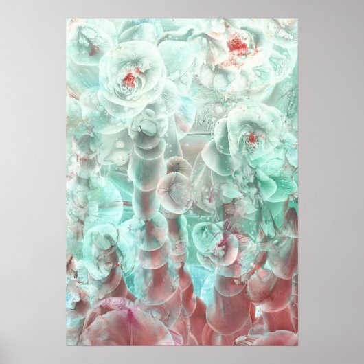 Handgemalte abstrakte Blumenkunst Poster (Vorne)