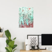 Handgemalte abstrakte Blumenkunst Poster (Heimbüro)