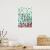 Handgemalte abstrakte Blumenkunst Poster (Küche)