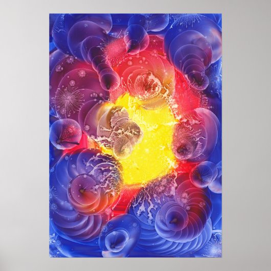 Handgemalte abstrakte kosmische Lichtkunst Poster (Vorne)