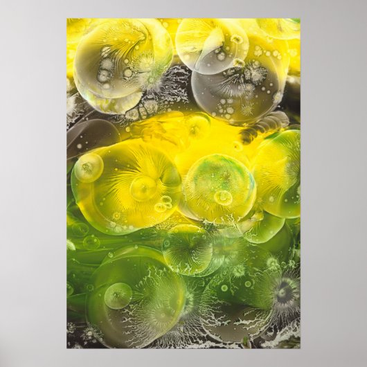 Handgemalte abstrakte Kunst Gelb und Grün Poster (Vorne)