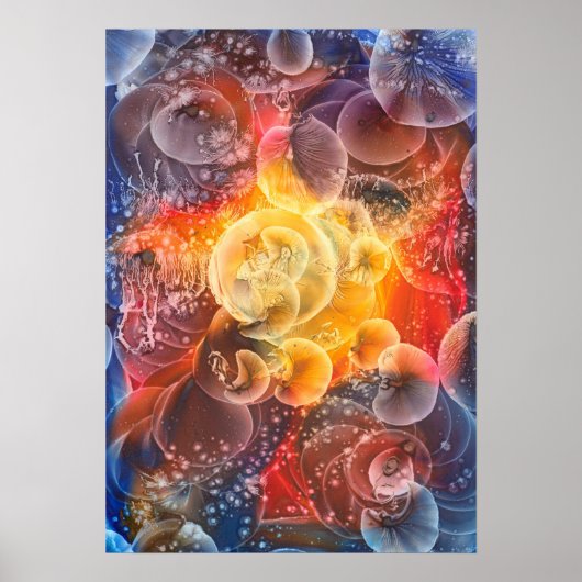 Handgemalte abstrakte Kunst - Kosmischer Glanz Poster (Vorne)