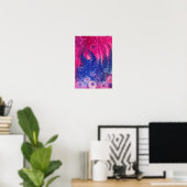 Handgemalte abstrakte Kunst Rosa und Blau Gouache Poster (Heimbüro)