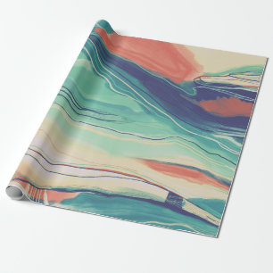 Handgemalte abstrakte Malerei gemarmortes blaues Geschenkpapier